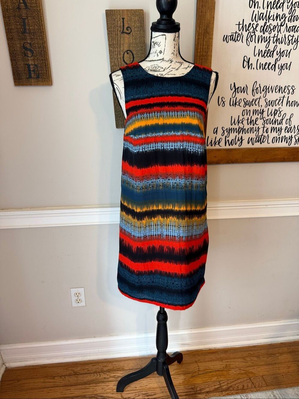 NWT Kensie Women’s Bow Detail Striped Shift Mini Dress Bluestone Combo Size XS